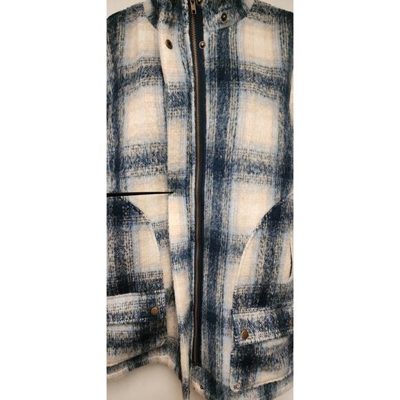 JustFab Plaid Hooded Faux Wool Coat/Jacket. Blue Size XXL - Picture 9 of 12
